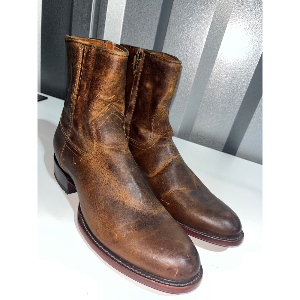 Moon Shine‎ Spirit Men's Brown Leather Zip Ankle Boots Style BMSSP23L3 Size 8D